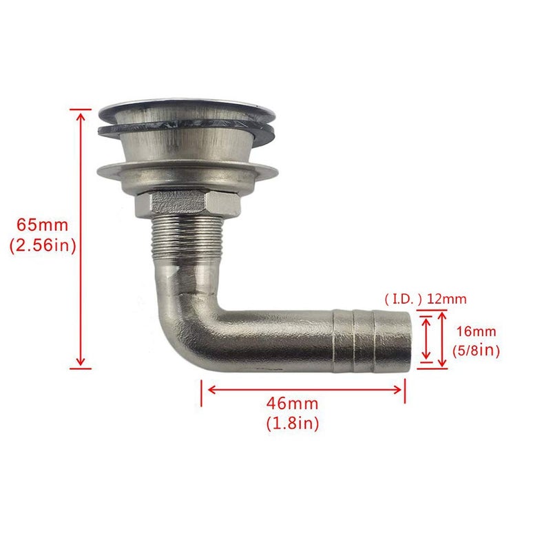 keehui Universal 90Â° Flush Mount Fuel Vent 316 Stainless Steel Marine Grade Fuel Gas Tank Vent with Mounting Gasket Hardware Fitting for 5/8inch Hose - Image 2